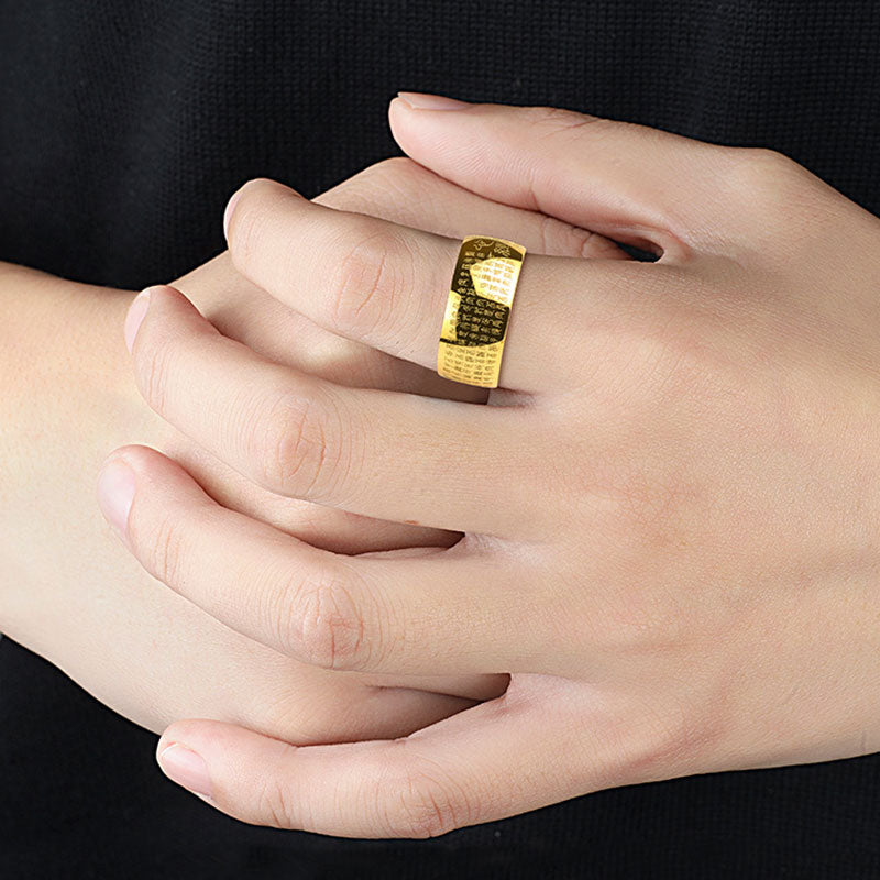 Herzsutra Ring Fengshui Gold Glück Schutz Fengshui Fingerring