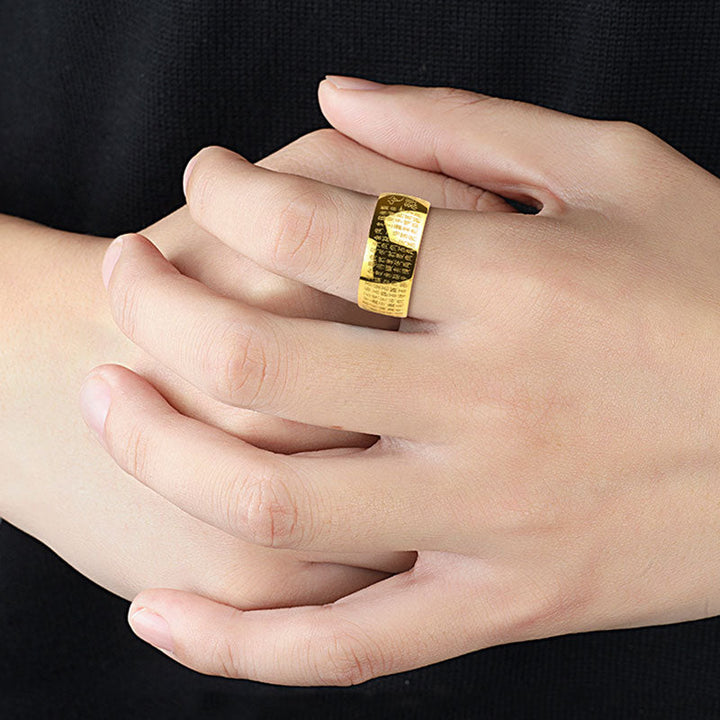 Herzsutra Ring Fengshui Gold Glück Schutz Fengshui Fingerring