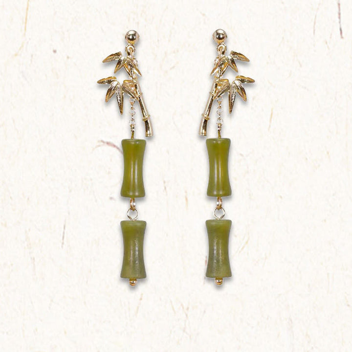 Ohrringe Peridot Bambus – Glück & Wachstum grüne Jade Ohrhänger Boho Schmuck