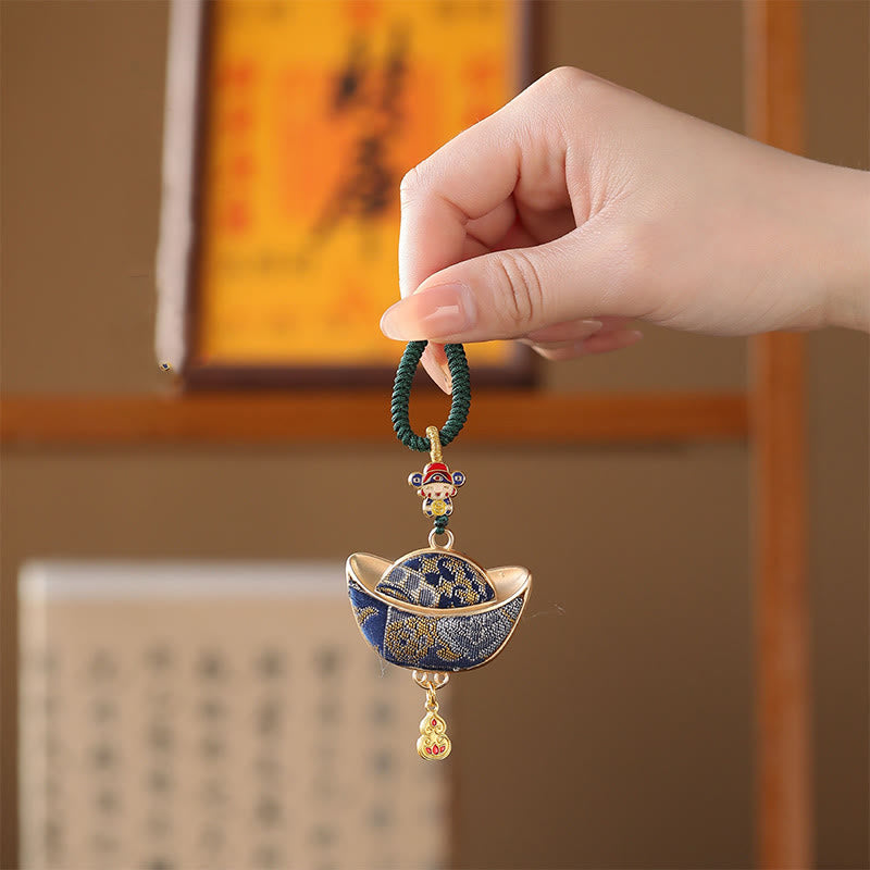 Yuanbao Schlüsselanhänger Brokat Glück Wohlstand Feng Shui Anhänger spirituell