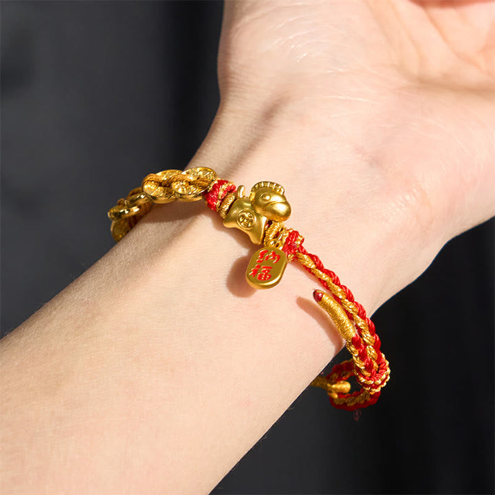 Armband Jahr Des Pferdes Rot Glück Energie geflochten Gold Pferd Handgelenk
