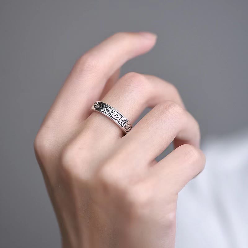 Ring Kupfer Blume Glück Fengshui Schmuck verziert getragen Hand