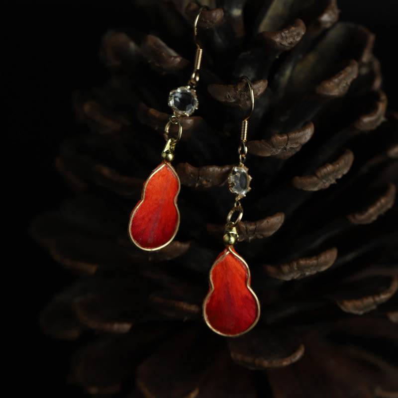 Ohrringe Seide Kürbis Glas – Segen & Glück rot Boho Schmuck