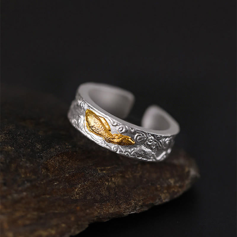 Koi Fisch Ring Silber Gold Glück Schutz Fengshui Schmuck