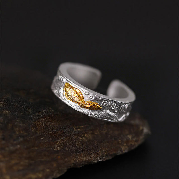 Koi Fisch Ring Silber Gold Glück Schutz Fengshui Schmuck