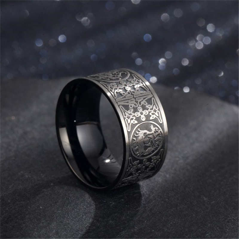 Ring Basalt mit Drachen Gravur für Erfolg Glück und Schutz