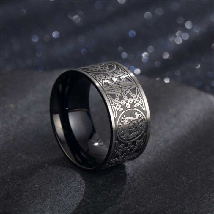 Ring Basalt mit Drachen Gravur für Erfolg Glück und Schutz