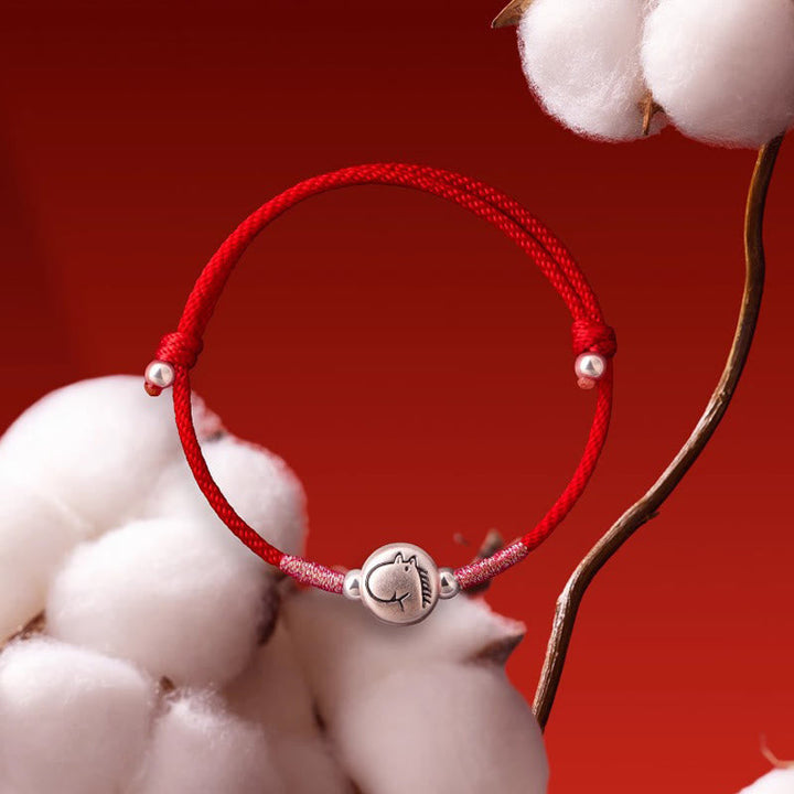 Armband Pferd Sterlingsilber Rote Schnur Glück Schutz Handgelenk Schmuck