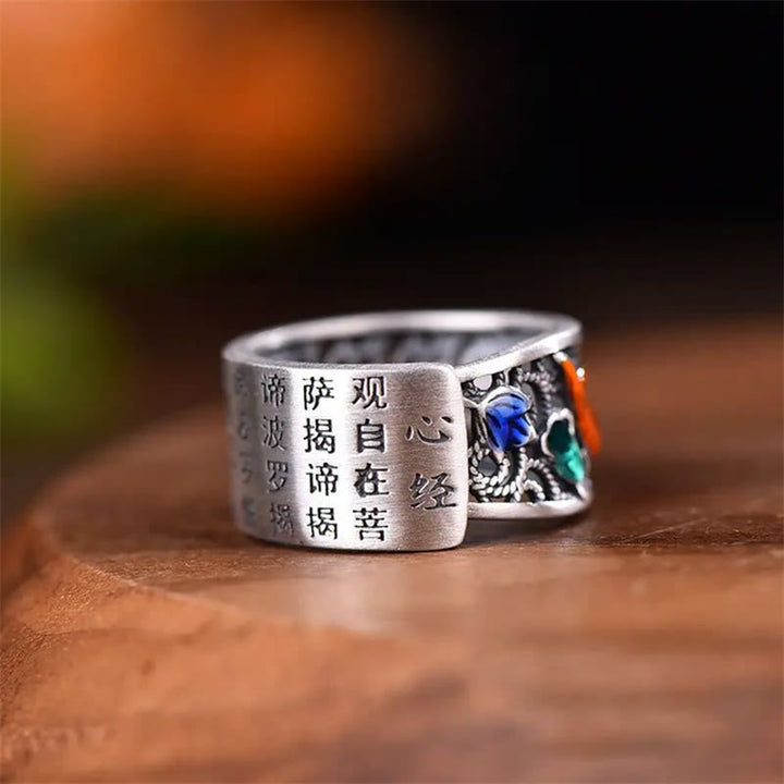 Silber Ring Herzsutra mit blauen Steinen Glück Schutz Schmuck