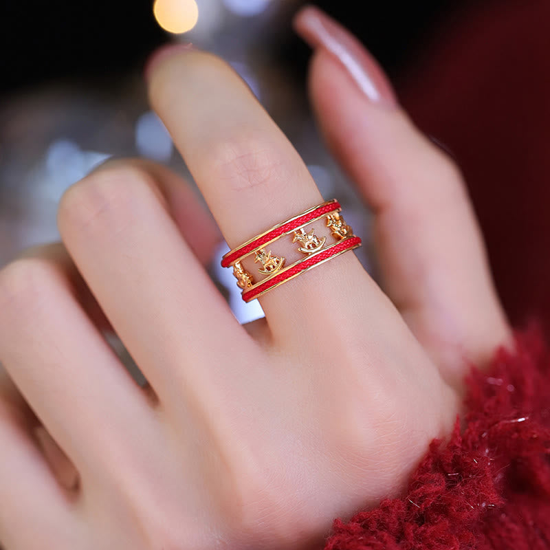 Ring Kupfer Pferdjahr Glück Segen chinesische Zeichen Fengshui Schutz Fingerring