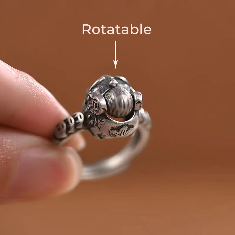 Rotierender Pixiu Kupfer Ring Glück Fengshui Schutz Symbol Amulett