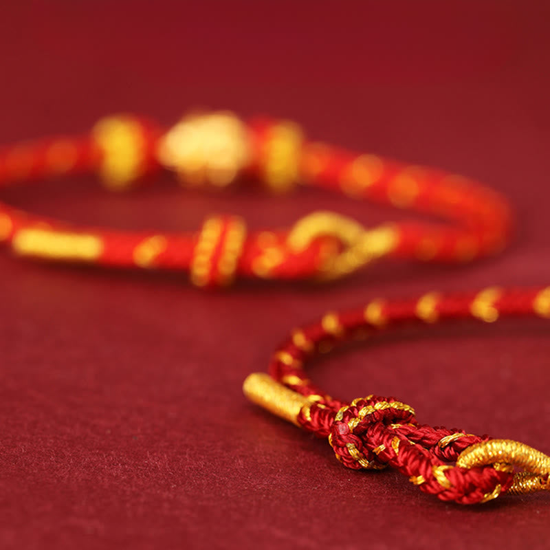 Armband 999 Gold Jahr Des Glück Energie rote Kordel goldene Knoten