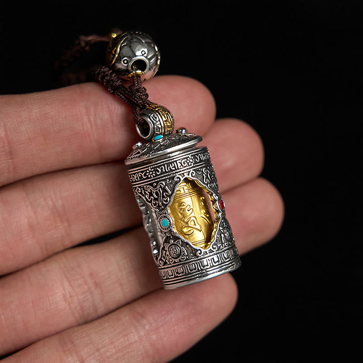 Schlüsselanhänger Om Mani Padme Hum Ghau – Glück Silber Gold spirituell