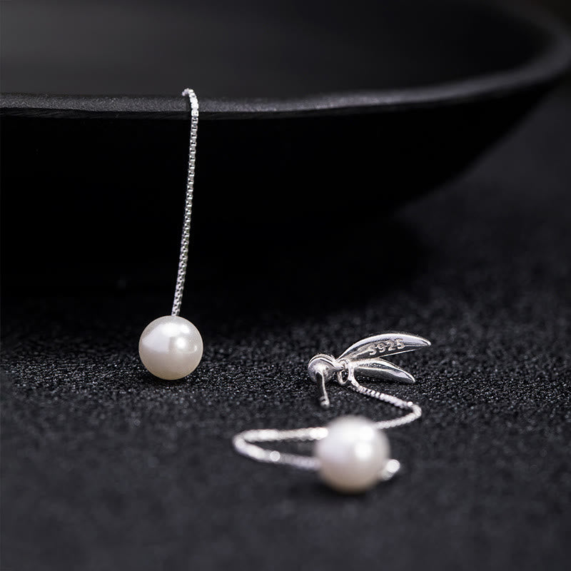 Perlen Ohrringe Silber Bambus Ohrhänger zart Boho Schmuck spirituell Glück