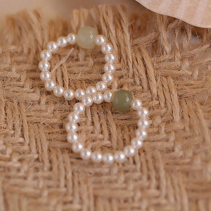 Ring Jade Runde Perlen mit grünen Steinen Glück Armband