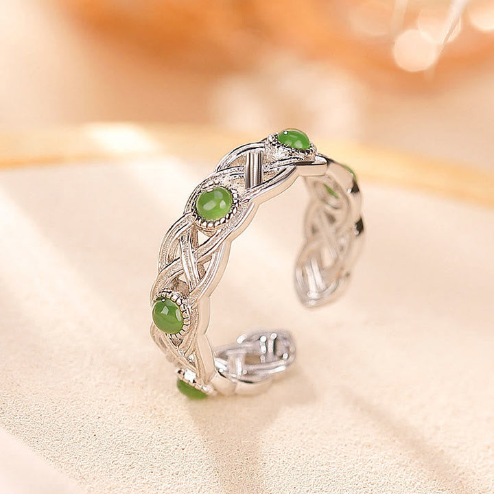 Ring 925 Silber Vergoldete Jade – Erfolg & Glück