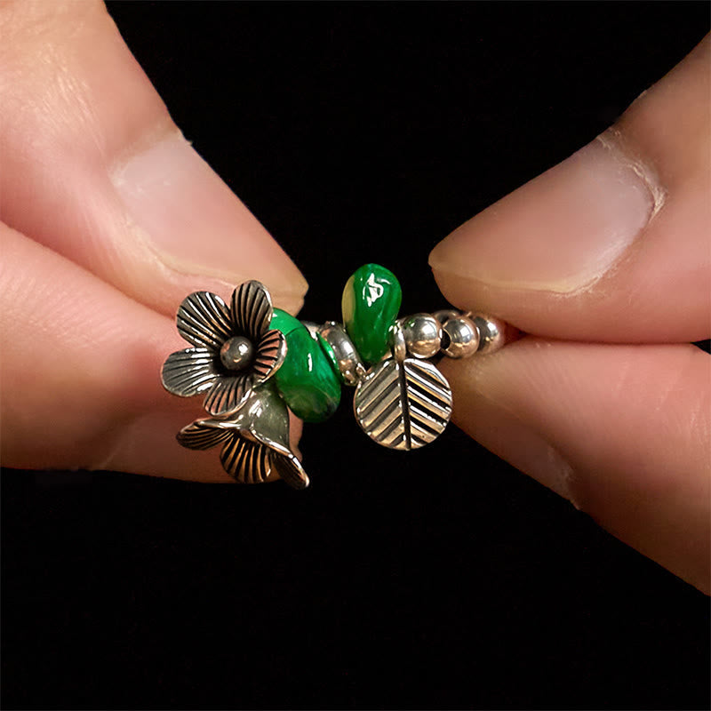 Ring Kupfer Blumenmuster – Glück mit Blüte Blatt Vintage Fingerring