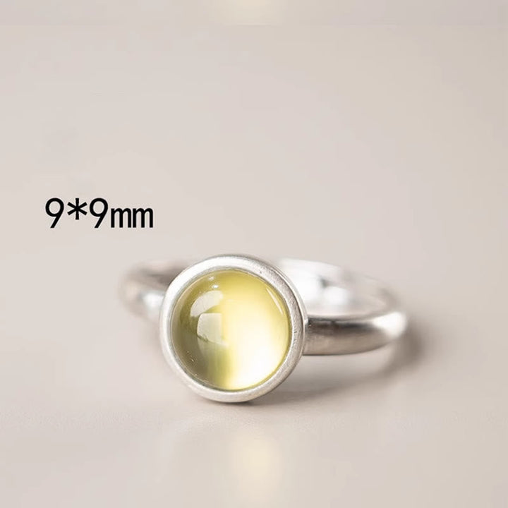 Ring 925 Silber Prehnit Citrin gelber Stein Glück Wohlstand