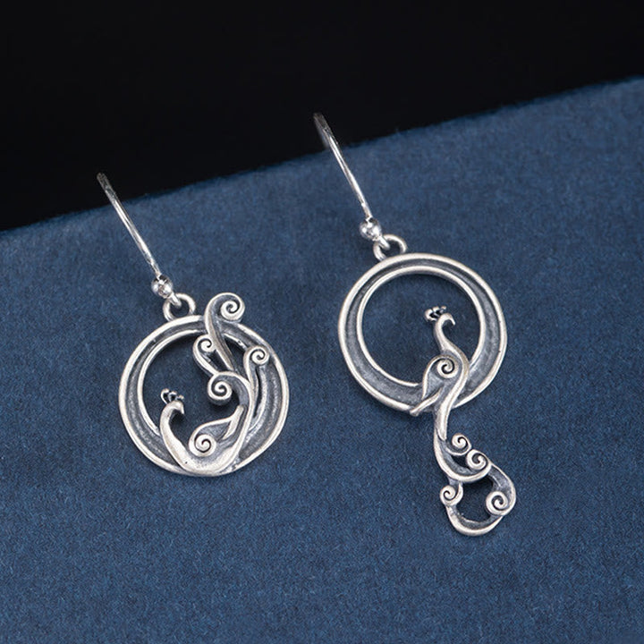 Ohrringe Sterlingsilber Pfau Glück filigran Boho Schmuck spirituell Ohrhänger