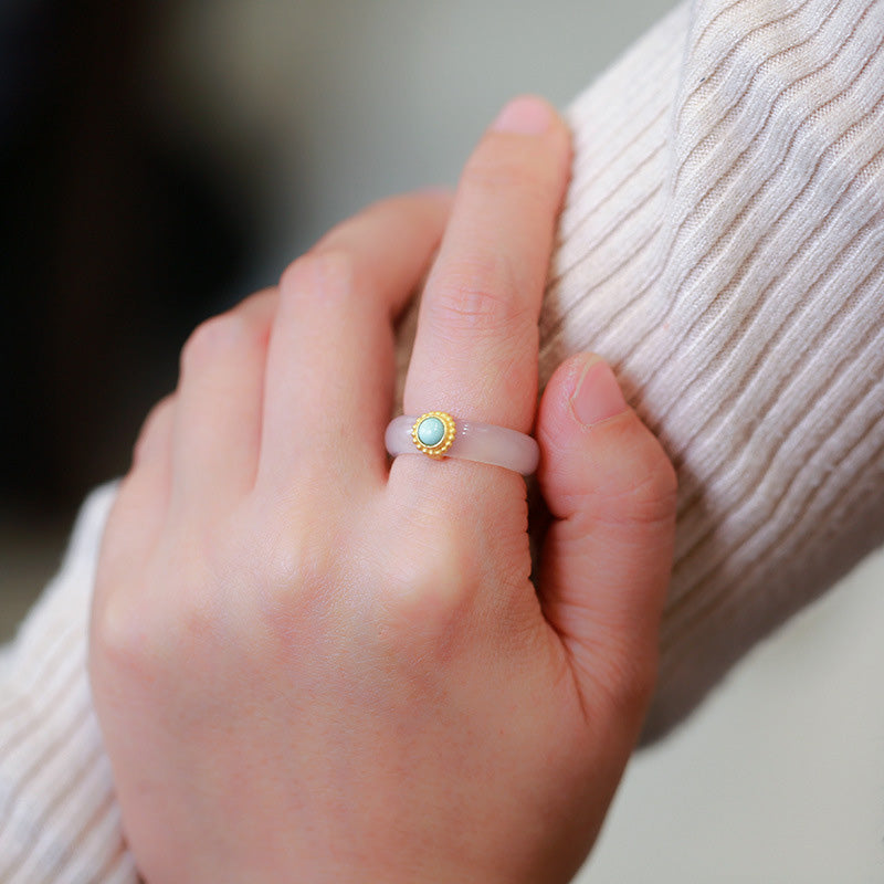 Jade Ring Achat Türkis Glück Schutz Edelstein elegant getragen