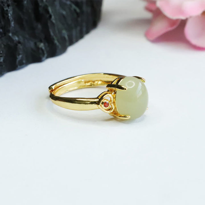 Ring Kupfer Hetian Jade Herz Glück Feng Shui Edelstein Schmuck