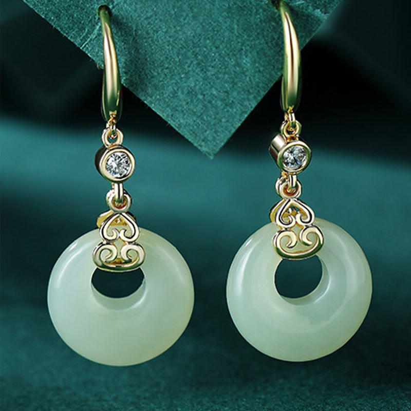 Ohrringe Hetian Jade Kürbis – Glück & Frieden