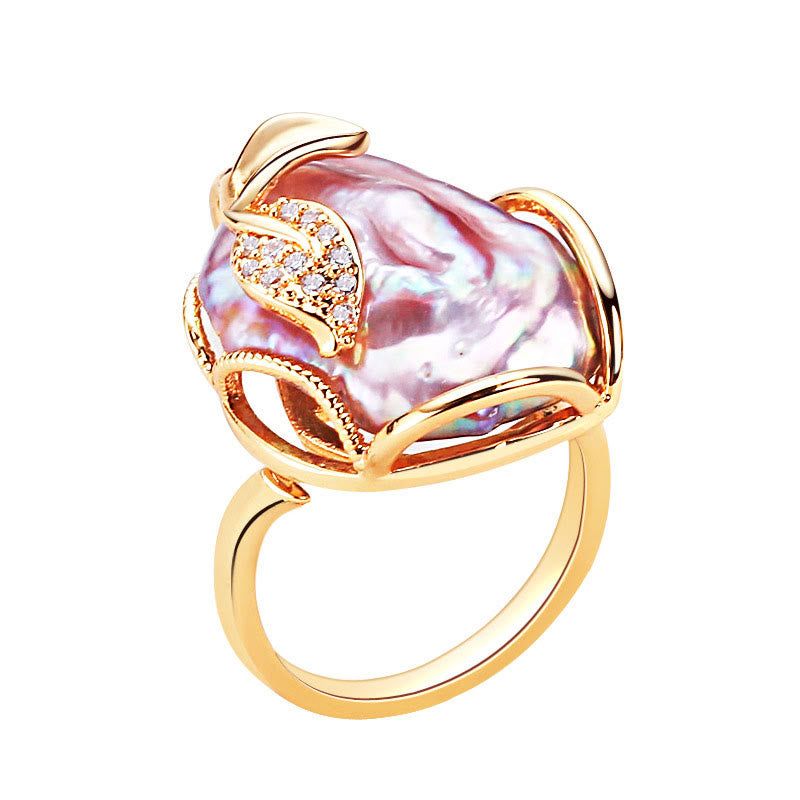 Ring Perle Blüte Kupfer Edelstein Glück Wohlstand Schmuck