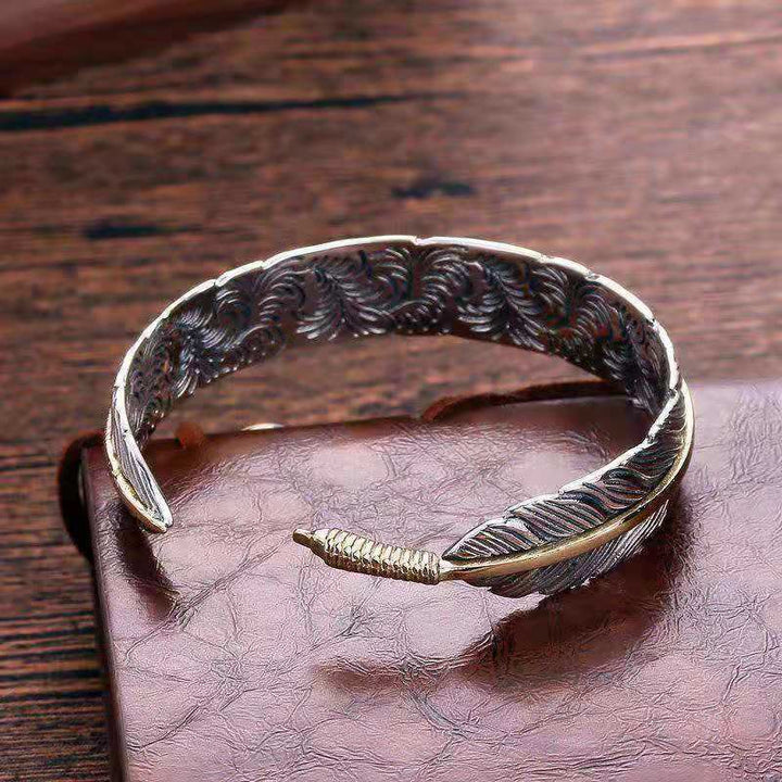 Armband Kupfer Buddha Federmuster Glück Reichtum offenes Design auf Leder