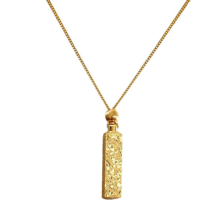 Goldene Anhänger Kette mit strukturiertem Kupfer Buddha Rechteck