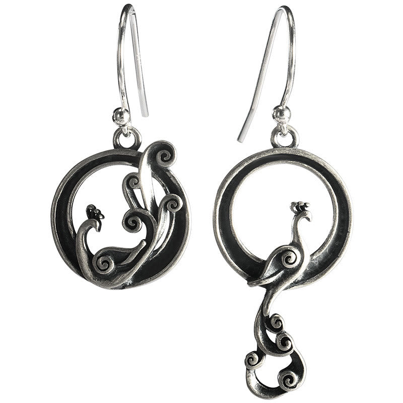 Ohrringe Sterlingsilber Pfau Glück filigran spirituell Ohrhänger Boho Schmuck