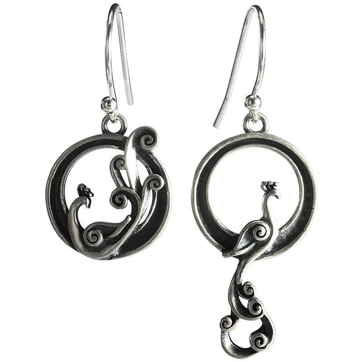 Ohrringe Sterlingsilber Pfau Glück filigran spirituell Ohrhänger Boho Schmuck