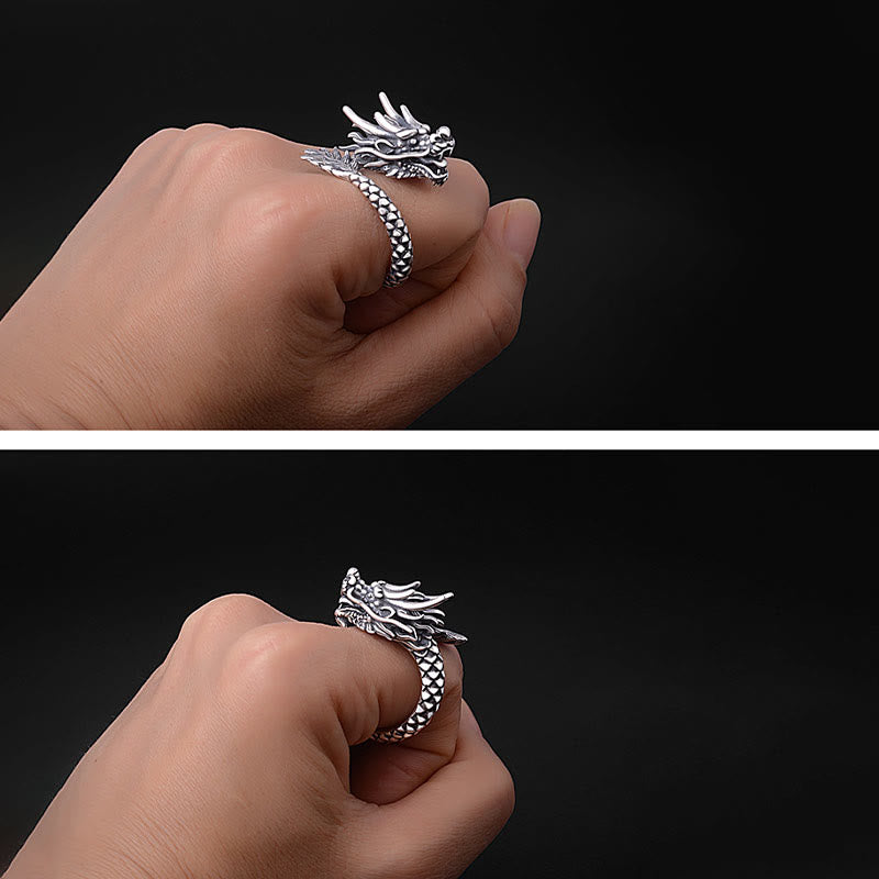 Silber Drachen Ring 999 Feng Shui Glück Schutz Stärke