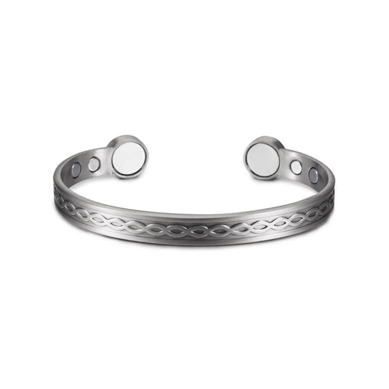 Armband Kupfer Glück Balance Segen silberfarben magnetisch keltisches Muster offener Reif