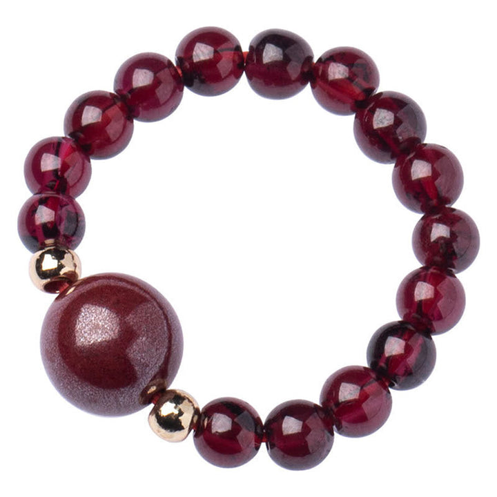 Granat Edelstein Ring mit Pixiu Fengshui Schutz Glück Wohlstand