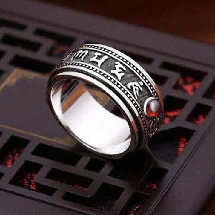Ring Kupfer Granat Om Mani Padme Hum Frieden Spirituelle Kraft