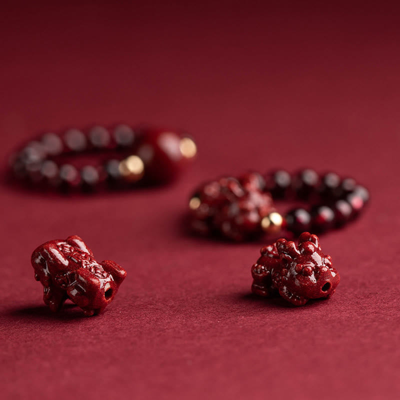 Ring Granat Zinnober Pixiu Fengshui für Schutz und Glück