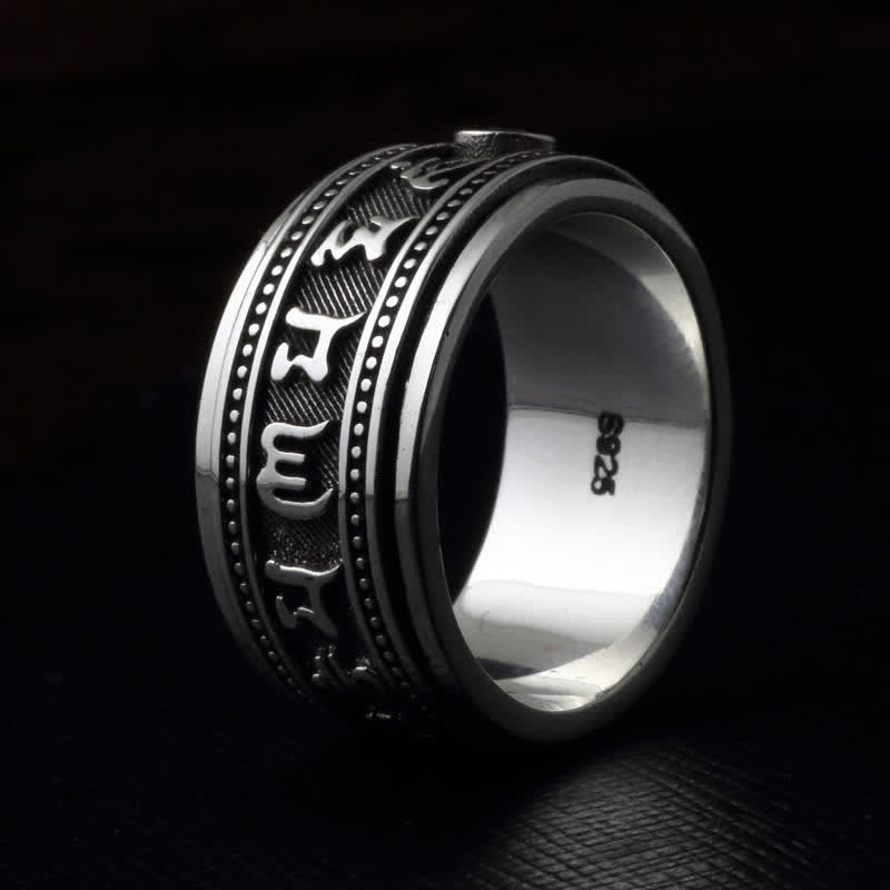 Om Mani Padme Hum Kupfer Ring Granat spiritueller Schutz Frieden