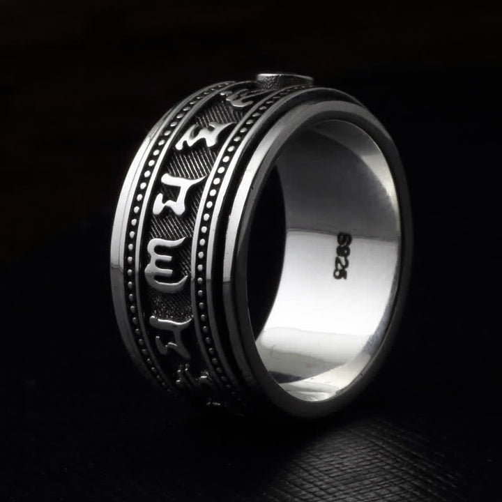 Om Mani Padme Hum Kupfer Ring Granat spiritueller Schutz Frieden