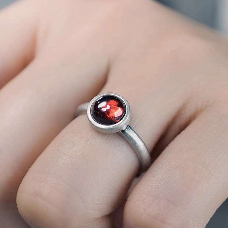 925 Silber Granat Ring Schutz Glück Energie Feng Shui