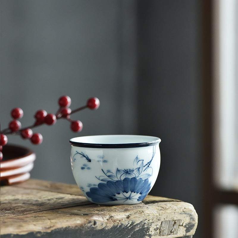 Grosse Teetasse Koi Lotus Berge Keramik Gaiwan
