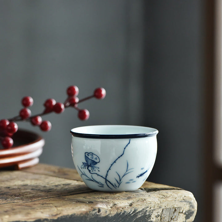 Grosse Teetasse Koi Lotus Berge Keramik Geschenk