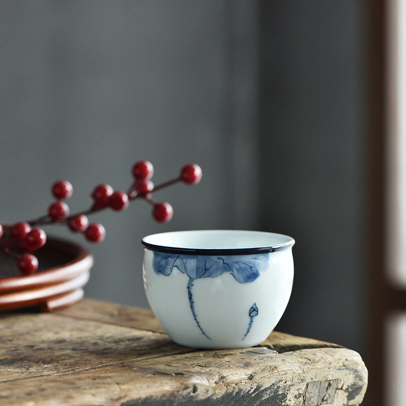 Grosse Teetasse Koi Lotus Berge Keramik Matcha