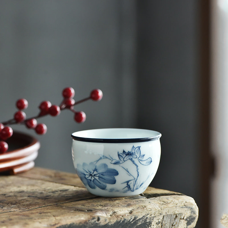 Grosse Teetasse Koi Lotus Berge Keramik Teezeremonie