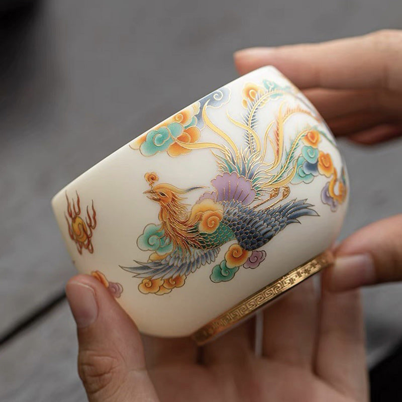 Große Teetasse Drache Phönix Glückswolken