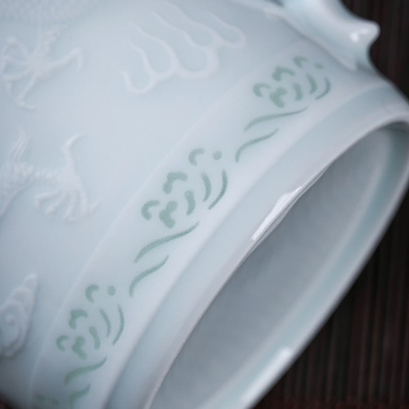 Große Teetasse Drache Phönix Linglong Porzellan Gaiwan