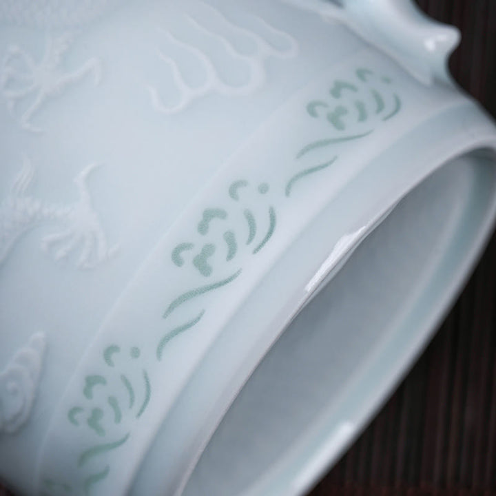 Große Teetasse Drache Phönix Linglong Porzellan Gaiwan