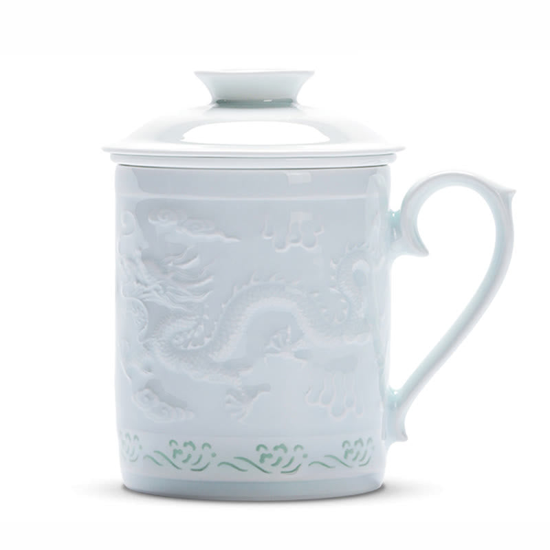 Große Teetasse Drache Phönix Linglong Porzellan Geschenk