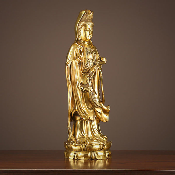 Guanyin Statue Dharma-Rad Messing Wohlstand Geschenk