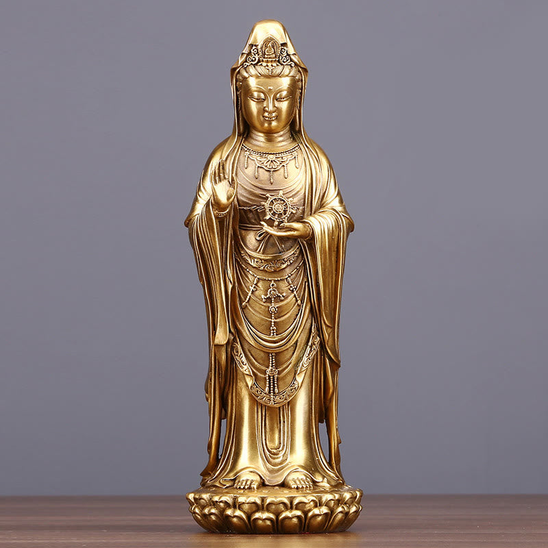 Guanyin Statue Dharma-Rad Messing Wohlstand Glücksbringer