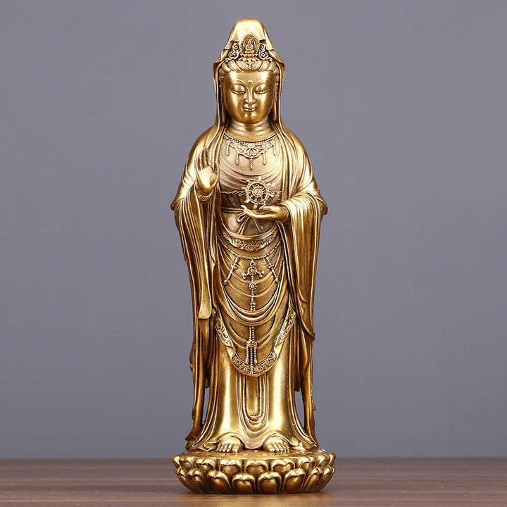 Guanyin Statue Dharma-Rad Messing Wohlstand Glücksbringer